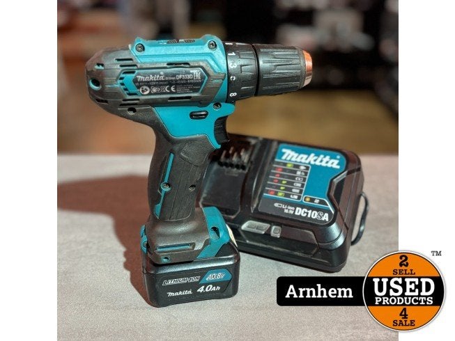 Makita DF333D 12V CXT Accuboormachine Incl. 4Ah Accu & Lader, Makita, Zo goed als nieuw, Support@makita.com, Makita Corporation, 3-11-8, Sumiyoshi-cho, 
Anjo, Aichi 446-8502
Japan