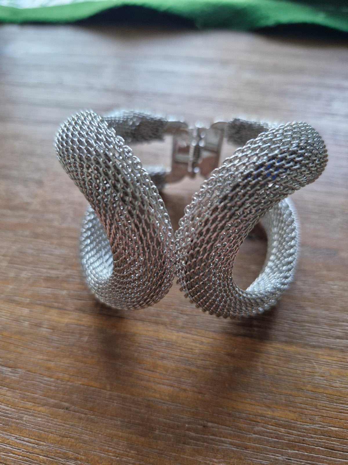 Stijlvolle Zilverkleurige Mesh Armband, Ophalen of Verzenden, Gebruikt, Zilver, Overige materialen