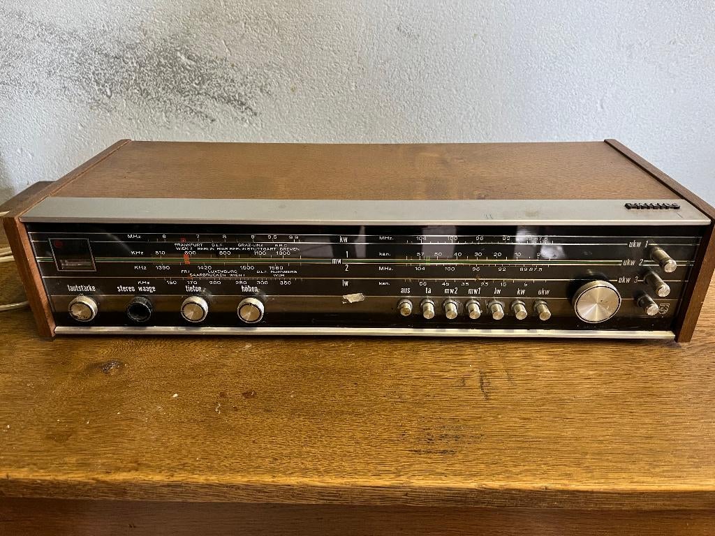 Vintage Philips 22RH281/22 Receiver + Originele Houten Boxen, Gebruikt, Ophalen, Overige merken, Minder dan 60 watt