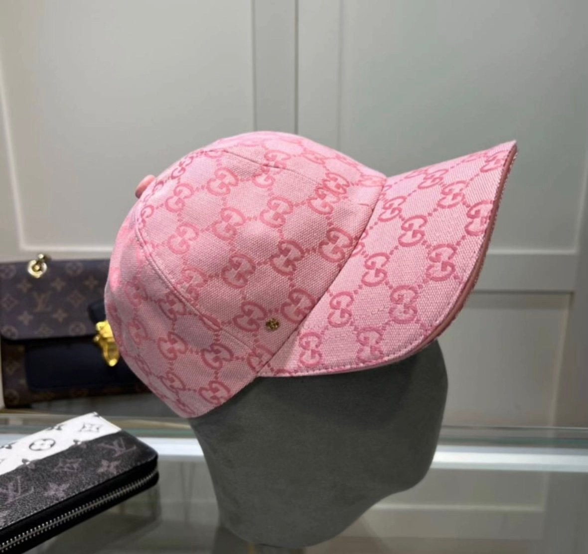 Gucci Pet l Blauw en Roze, Kleding | Heren, Hoeden en Petten, Ophalen of Verzenden, Zo goed als nieuw