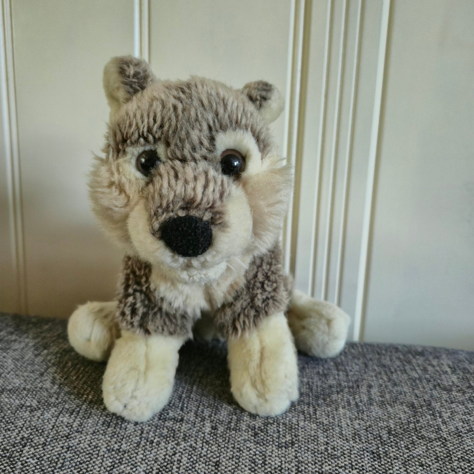 149. Schattige pluche wolf/husky knuffel - Zo goed als nieuw, Gebruikt, Overige merken, Grijs, Met label
