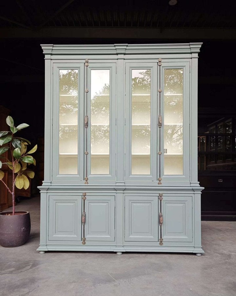 Hoge buffetkast in de kleur eucalyptus | Servieskast  #243, Niet ingevuld, Metaal, 200 cm of meer, 150 tot 200 cm