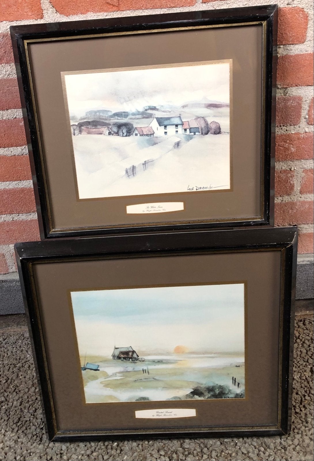 2 ingelijste prenten Hugh Brandon-Cox: "The White Farm" & "C, Antiek en Kunst, Kunst | Schilderijen | Klassiek, Achter glas, Impressionistisch