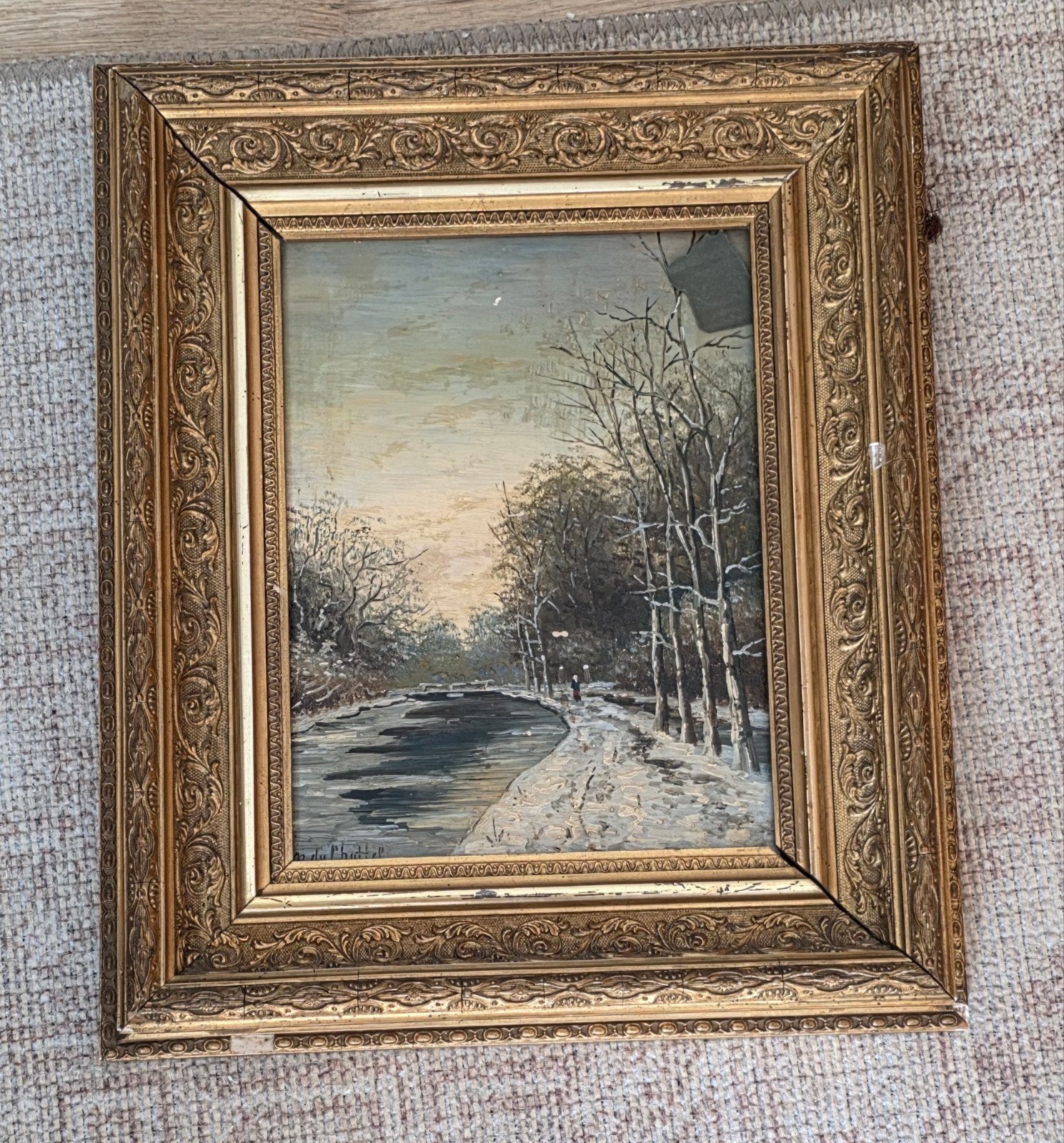 Twee klassieke landschapsschilderijen in lijst, Antiek en Kunst, Paneel, Origineel werk, Ophalen of Verzenden, Landschap