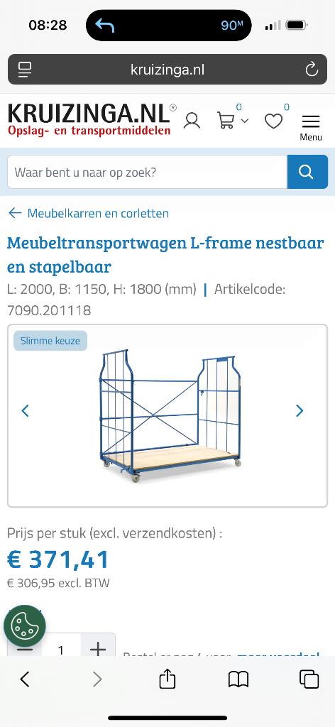 Transportwagen, 100 liter of meer, Ophalen of Verzenden, Gebruikt, Transportkar