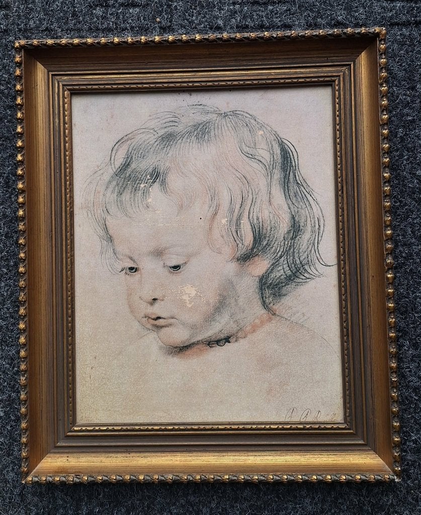 Te koop print van Peter Paul Rubens (portret van zijn zoon)., Antiek en Kunst, Bijzondere lijst, Portret of Personen, Overige ondergronden