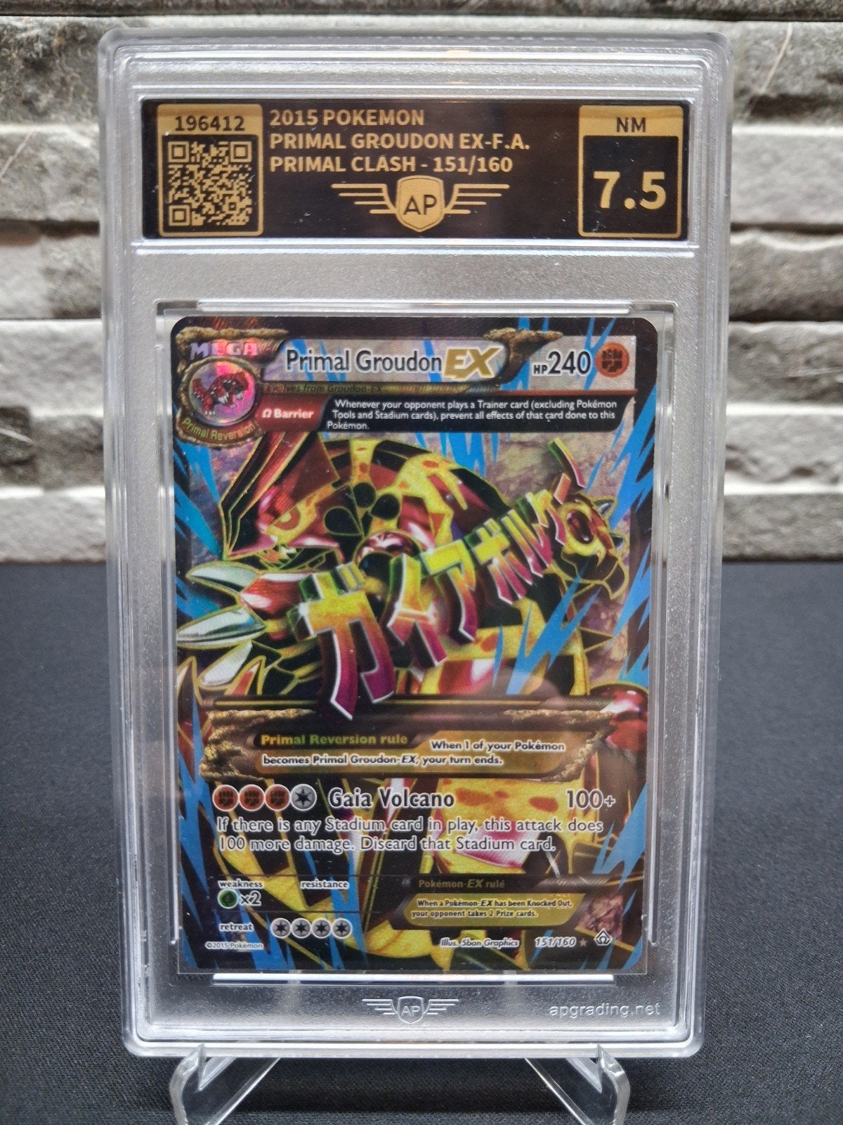 Primal Groudon EX-F.A. Pokémon kaart - AP 7.5, Ophalen of Verzenden, Zo goed als nieuw, Losse kaart