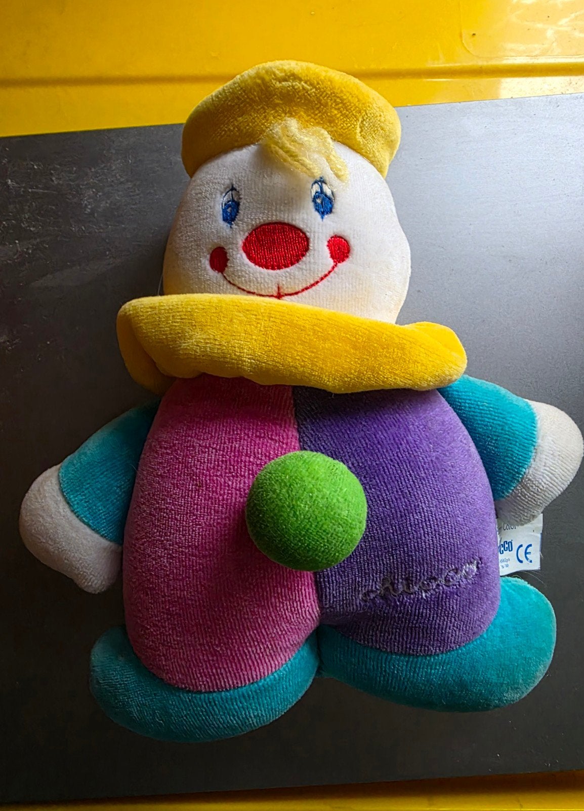 Vintage Chicco Clown Knuffel met Muziekdoosje, Ophalen of Verzenden, Gebruikt, Rammelaar, Met geluid