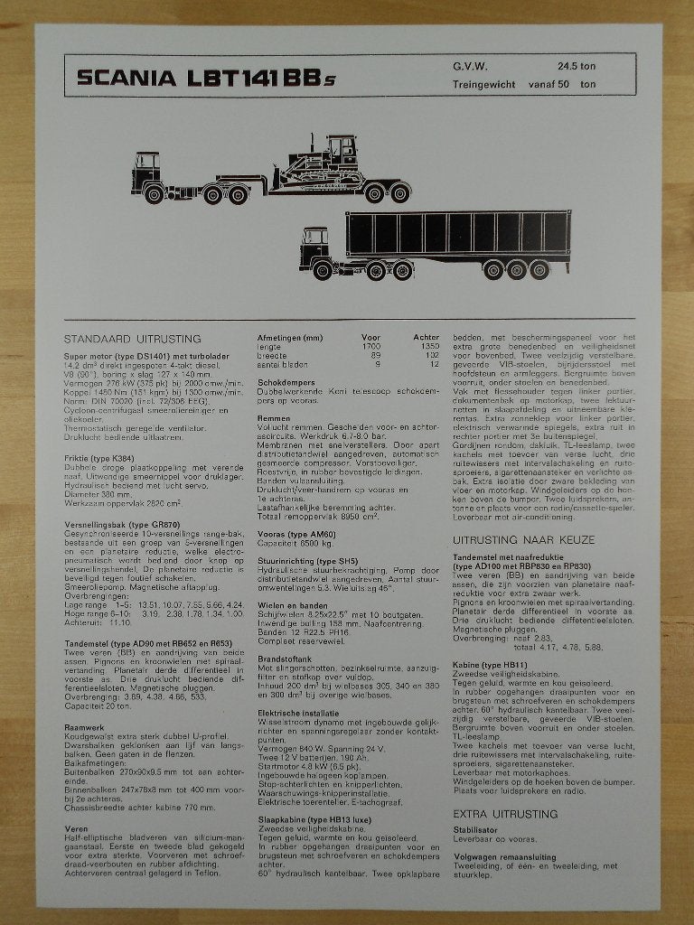 Scania LBT 141 6x4 Technische Specificatie Brochure 1980, Ophalen of Verzenden, Zo goed als nieuw, Overige merken, Scania