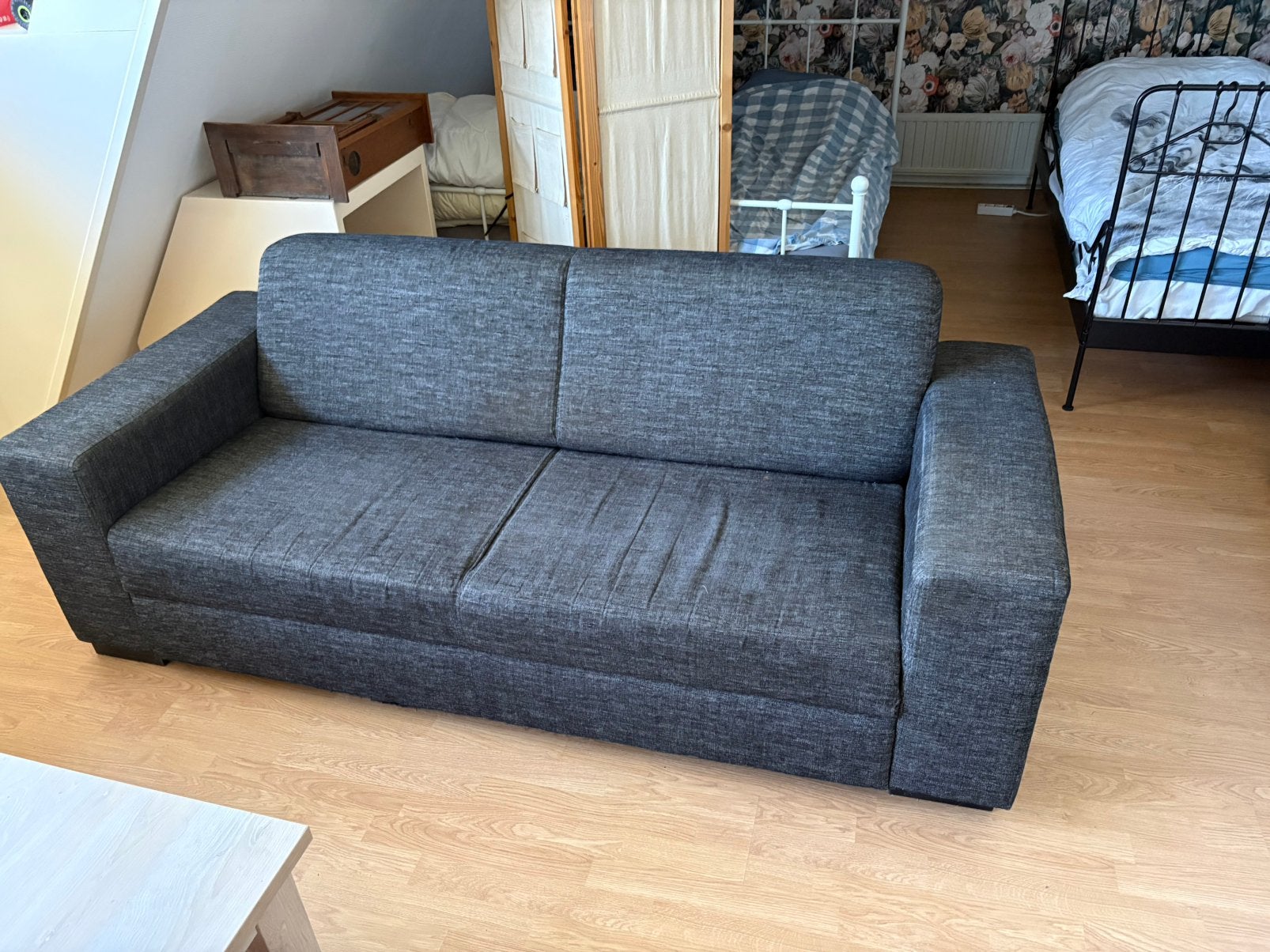 Mooie grijze bank lengte 2,05, Ophalen, Driepersoons, 75 tot 100 cm, Zo goed als nieuw
