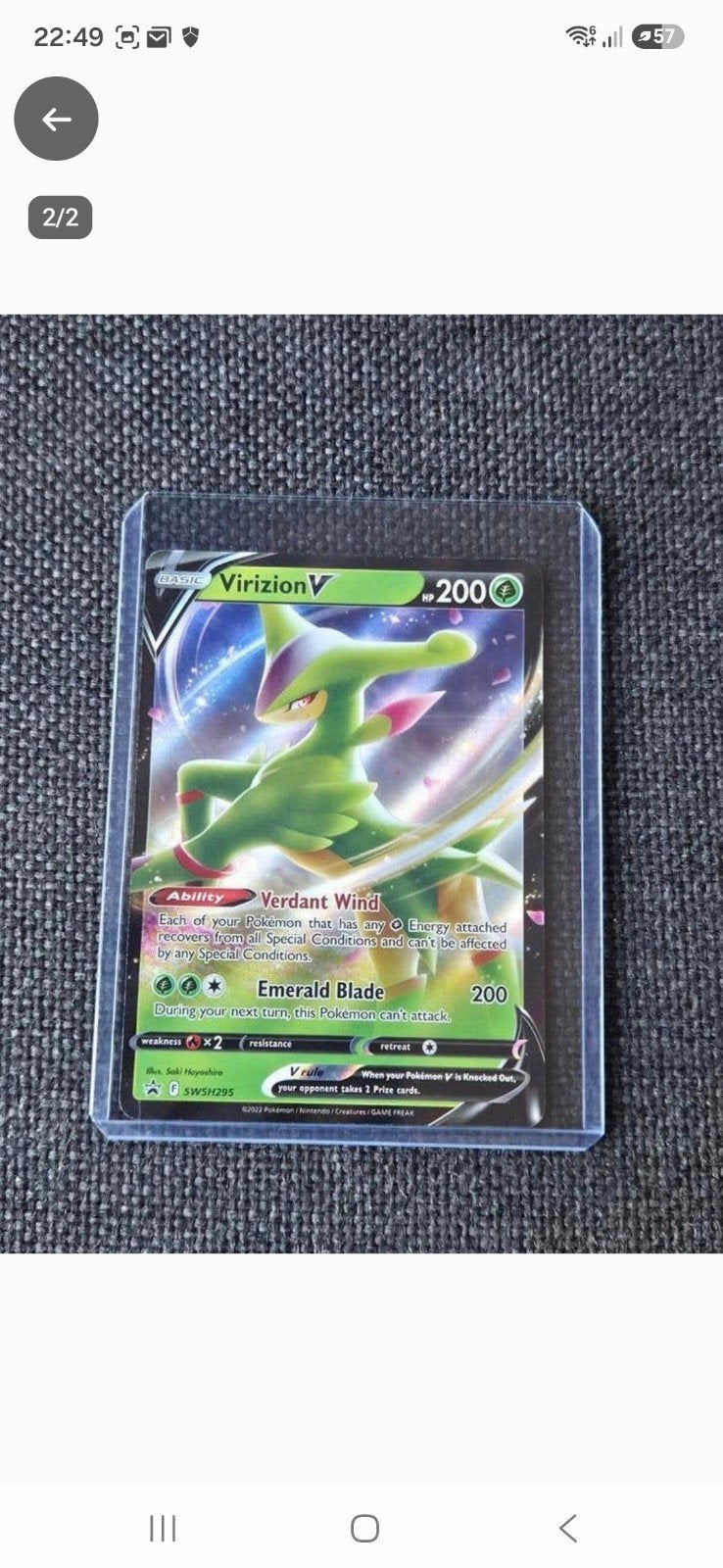 Pokémon Virizion V SWSH295 - Sword &x Shield P, Ophalen of Verzenden, Zo goed als nieuw, Losse kaart