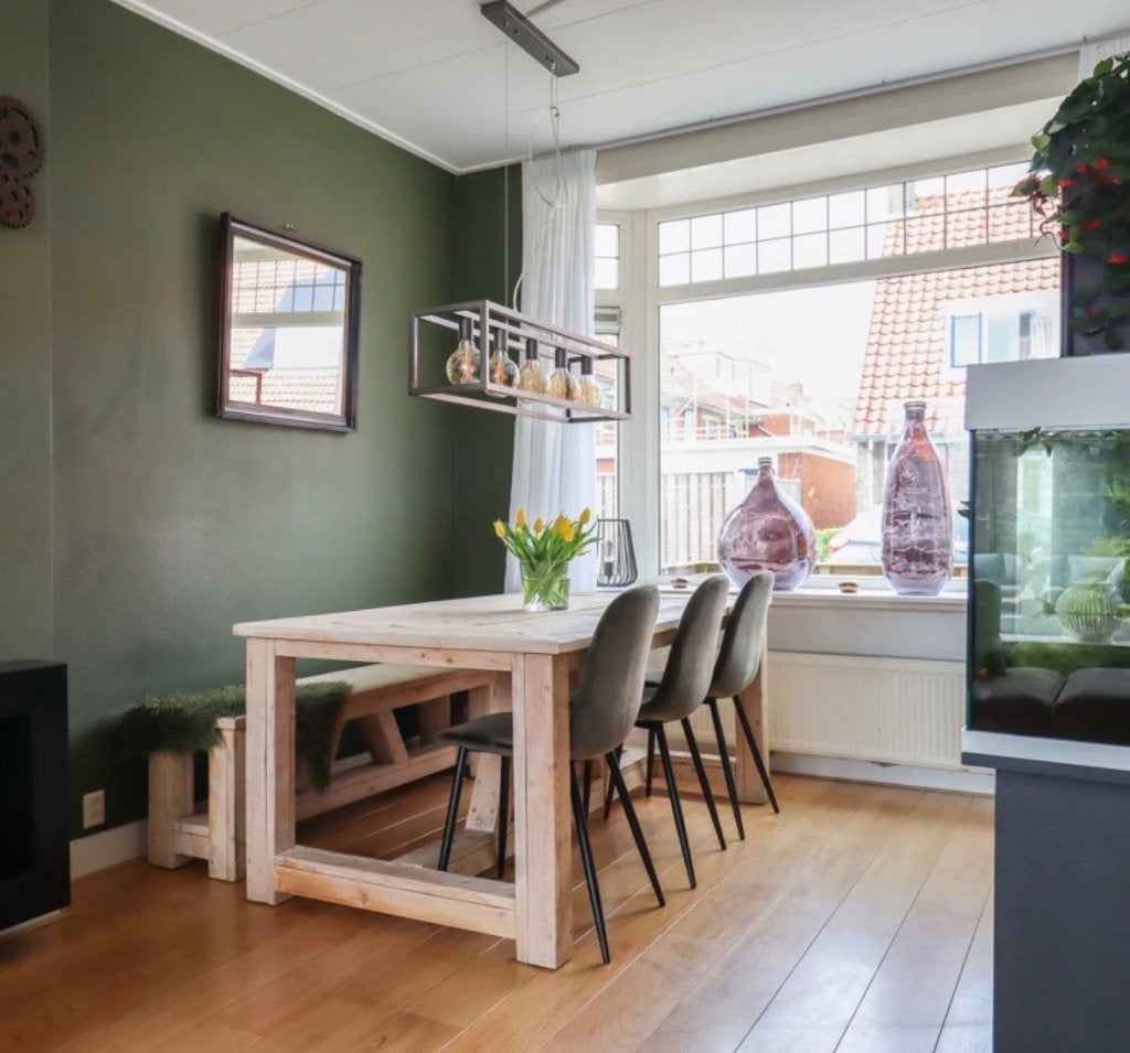 Olijfgroene Eetstoelen 4x, Ophalen, Overige kleuren, Moderen, Zo goed als nieuw