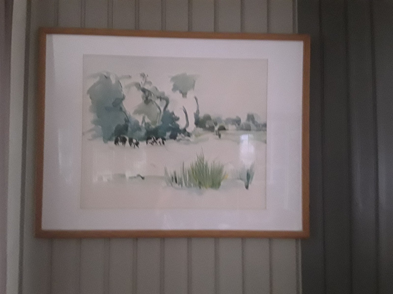 Aquarel Joost Schmidt, Lettelbert 1980.gesigneerd., Ophalen, Achter glas, Aquarel, Landschap