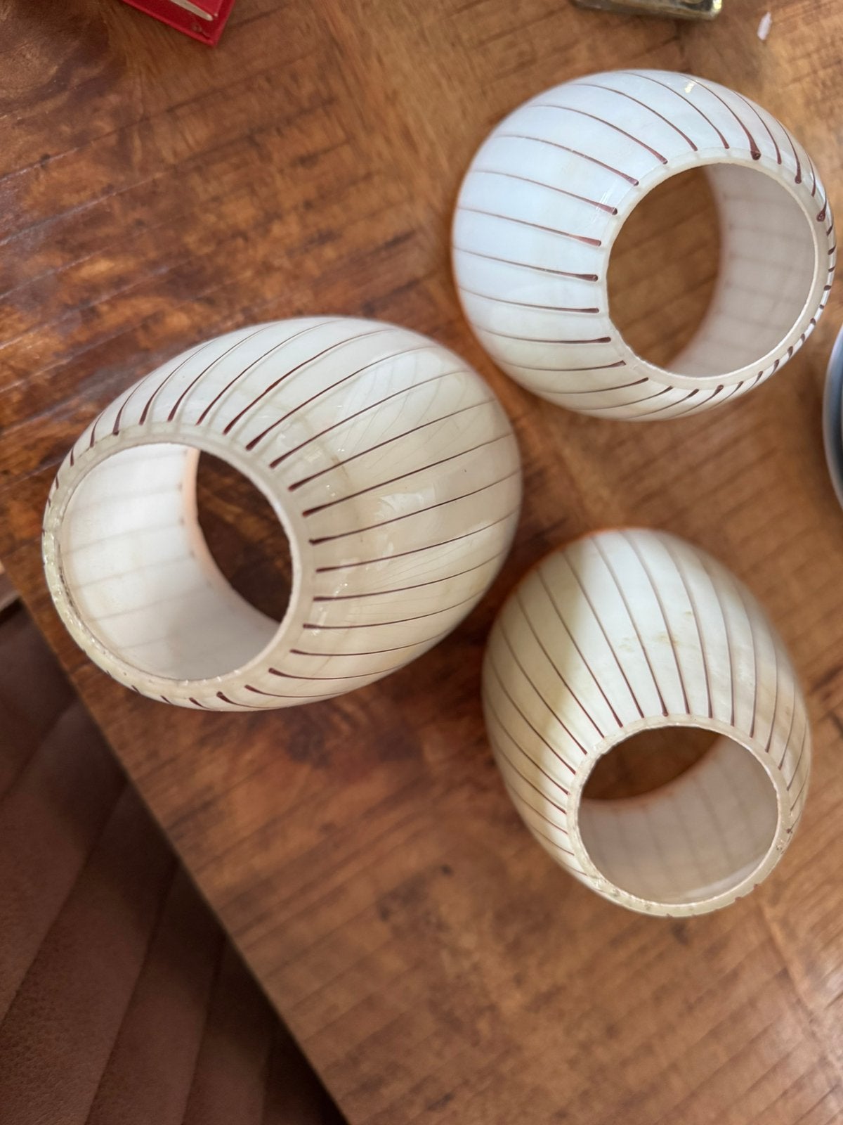 Set van 3 vintage glazen lampenkappen / kelkjes –jaren 50/60, Ophalen of Verzenden, Zo goed als nieuw, Glas