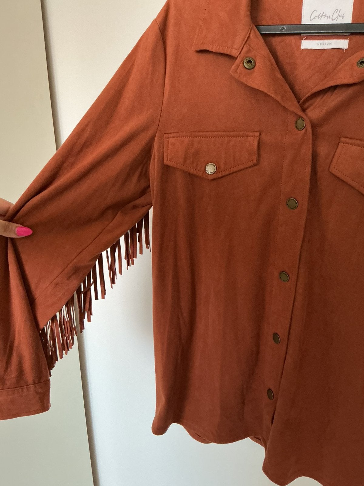 Jasje / blouse met franjes Cotton Club maat M, Ophalen of Verzenden, Zo goed als nieuw, Maat 38/40 (M), Bruin