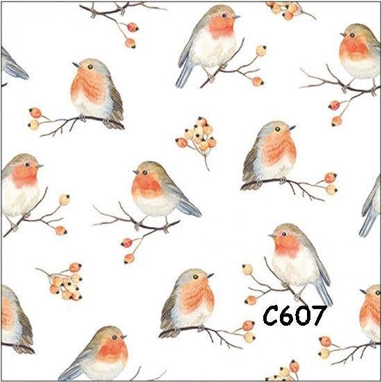 Servetten decoupage/bullet journal * roodborstjes C607, Verzenden, Nieuw