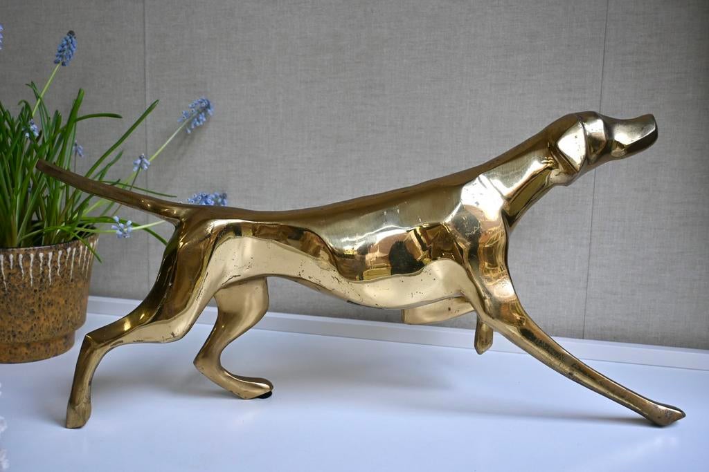 Hollywood Regency XL vintage messing beeld hond, Ophalen