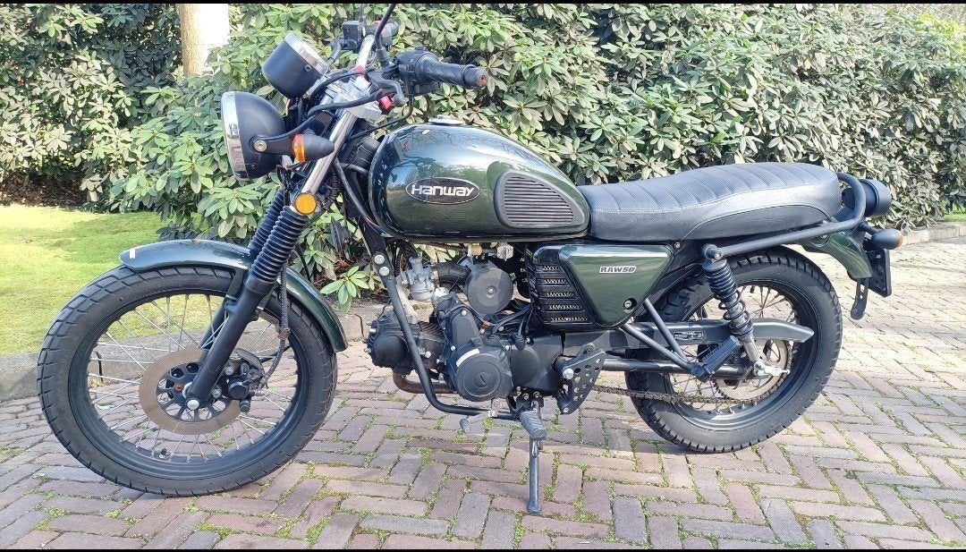 Hanway Scrambler 50cc - Groen, zo goed als nieuw, Fietsen en Brommers, Brommers | Overige merken, Ophalen, Maximaal 45 km/u, Hanway Raw 50