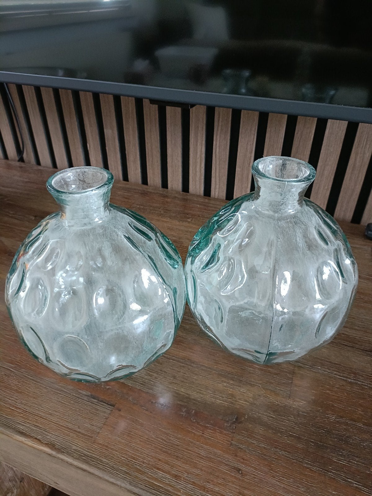 Set van 2 glazen vazen met bubbelstructuur, Ophalen, Gebruikt, Met patroon/structuur, Transparant