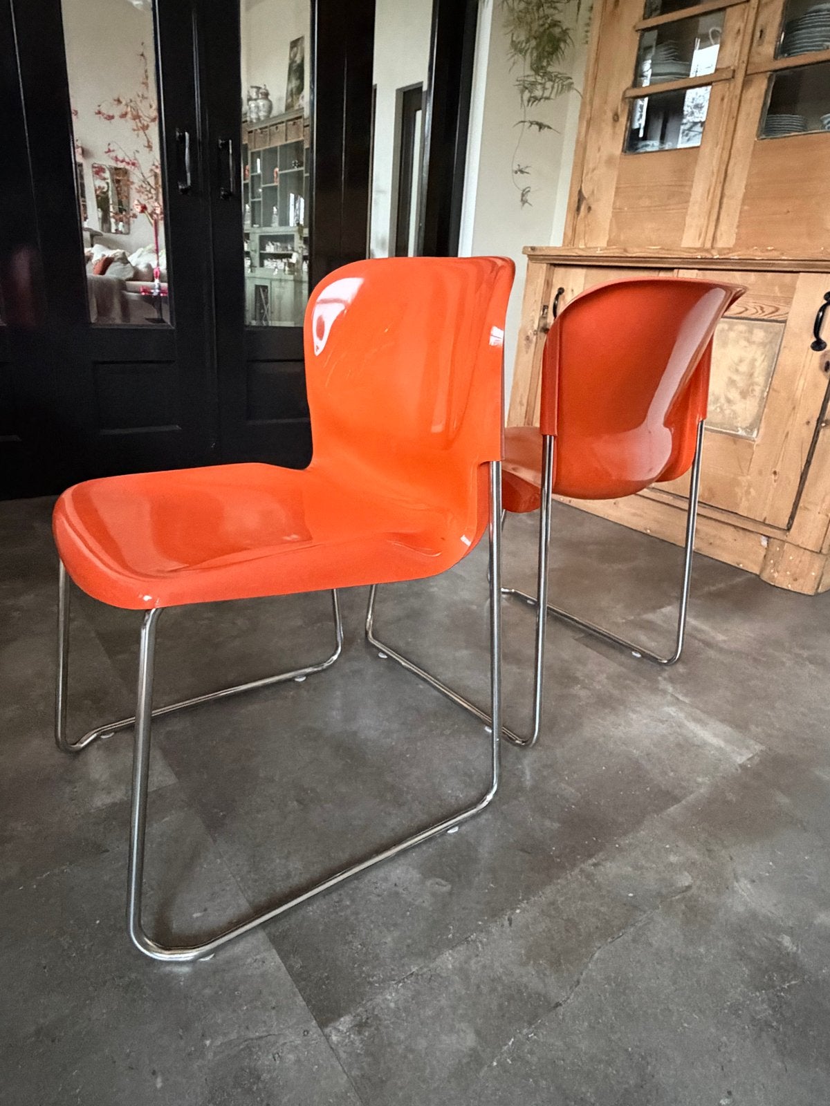 Set van 2 Vintage Orange SM 400 Swing Stoelen - Drabert 1979, Kunststof, Gebruikt, Twee, Overige kleuren