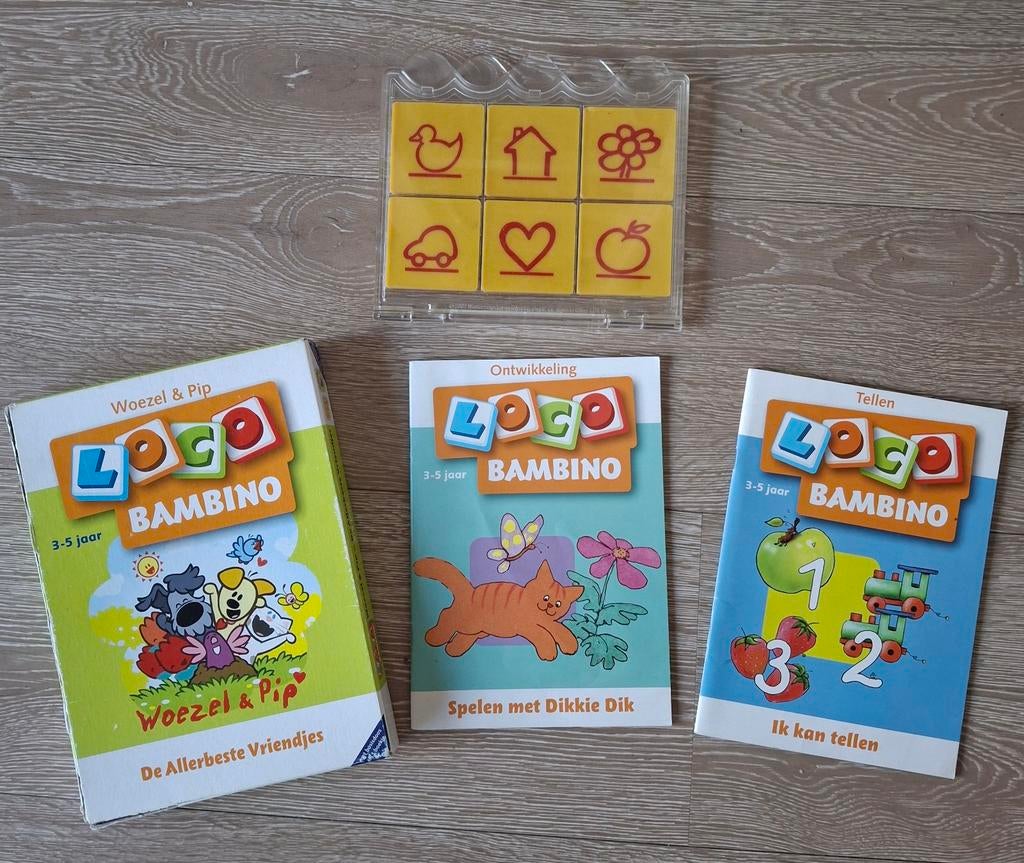 Loco bambino + 3 boekjes: woezel en pip, dikkie dik, tellen, Ophalen of Verzenden