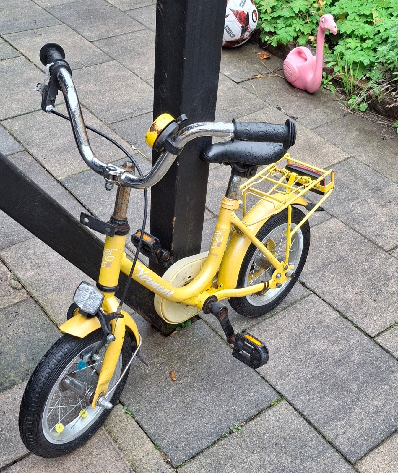 Gele kinderfiets 12 inch, Ophalen, Terugtraprem, Gebruikt, Onbekend