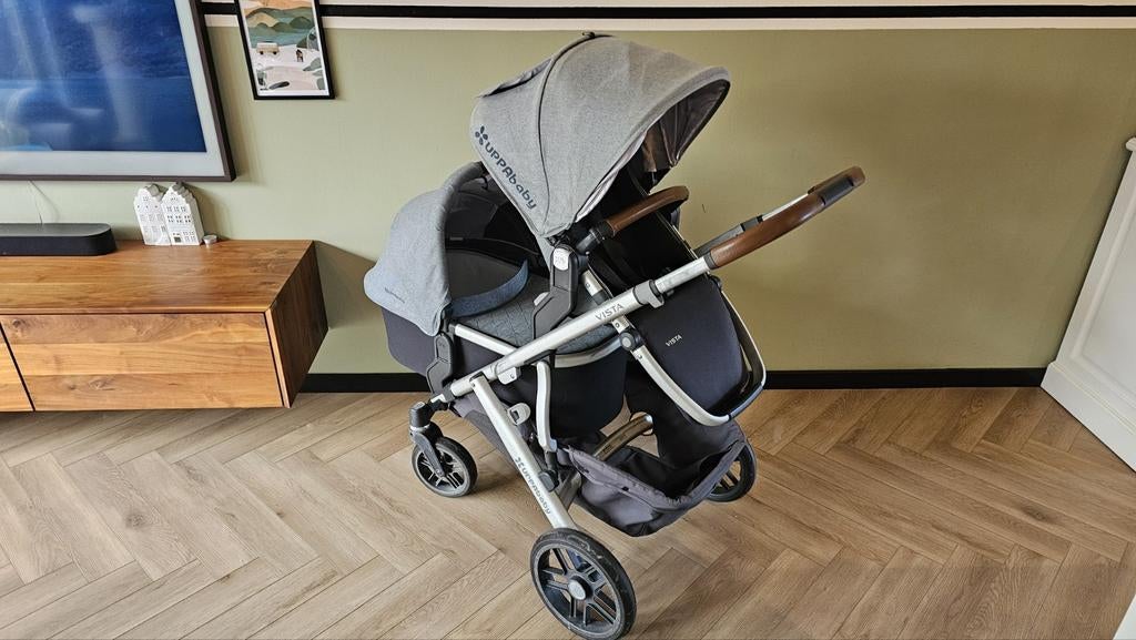 Uppababy Vista kinderwagen/duowagen, Gebruikt, Combiwagen, Verstelbare duwstang, Ophalen