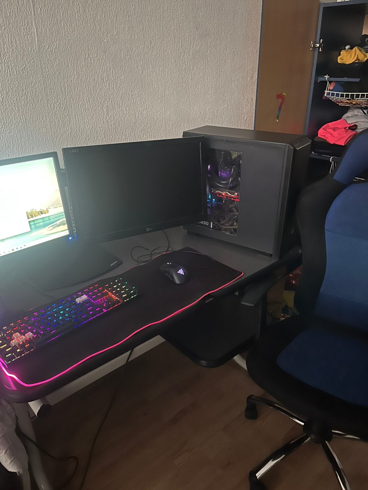 Gaming Setup Compleet  GamePC, 2 Monitoren RGB Bureau Stoel, Ophalen, Overige genres, 1 speler, Virtual Reality