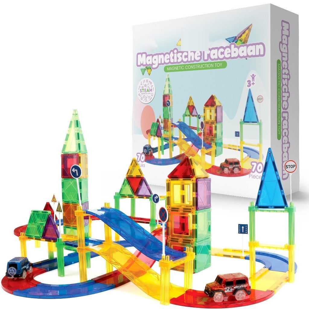 Magnetische racebaan 70 stuks met 2 auto's, Ophalen of Verzenden, Nieuw, Overige merken