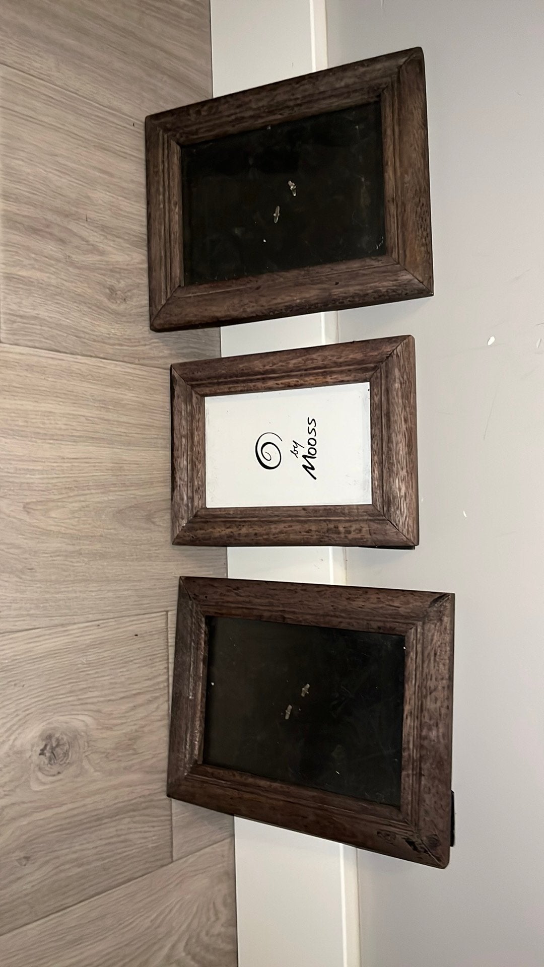 Set van 3 houten fotolijstjes, Huis en Inrichting, Woonaccessoires | Lijsten, Ophalen, Gebruikt, Hout
