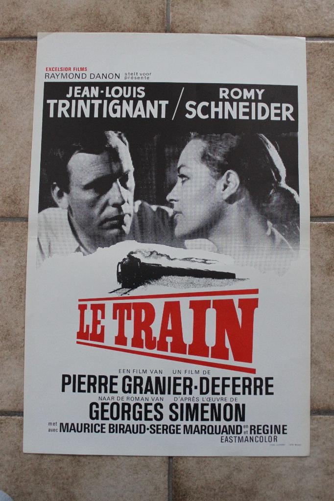 filmaffiche Romy Schneider le train 1973 filmposter, Rechthoekig Staand, Ophalen of Verzenden, Zo goed als nieuw, A1 t/m A3