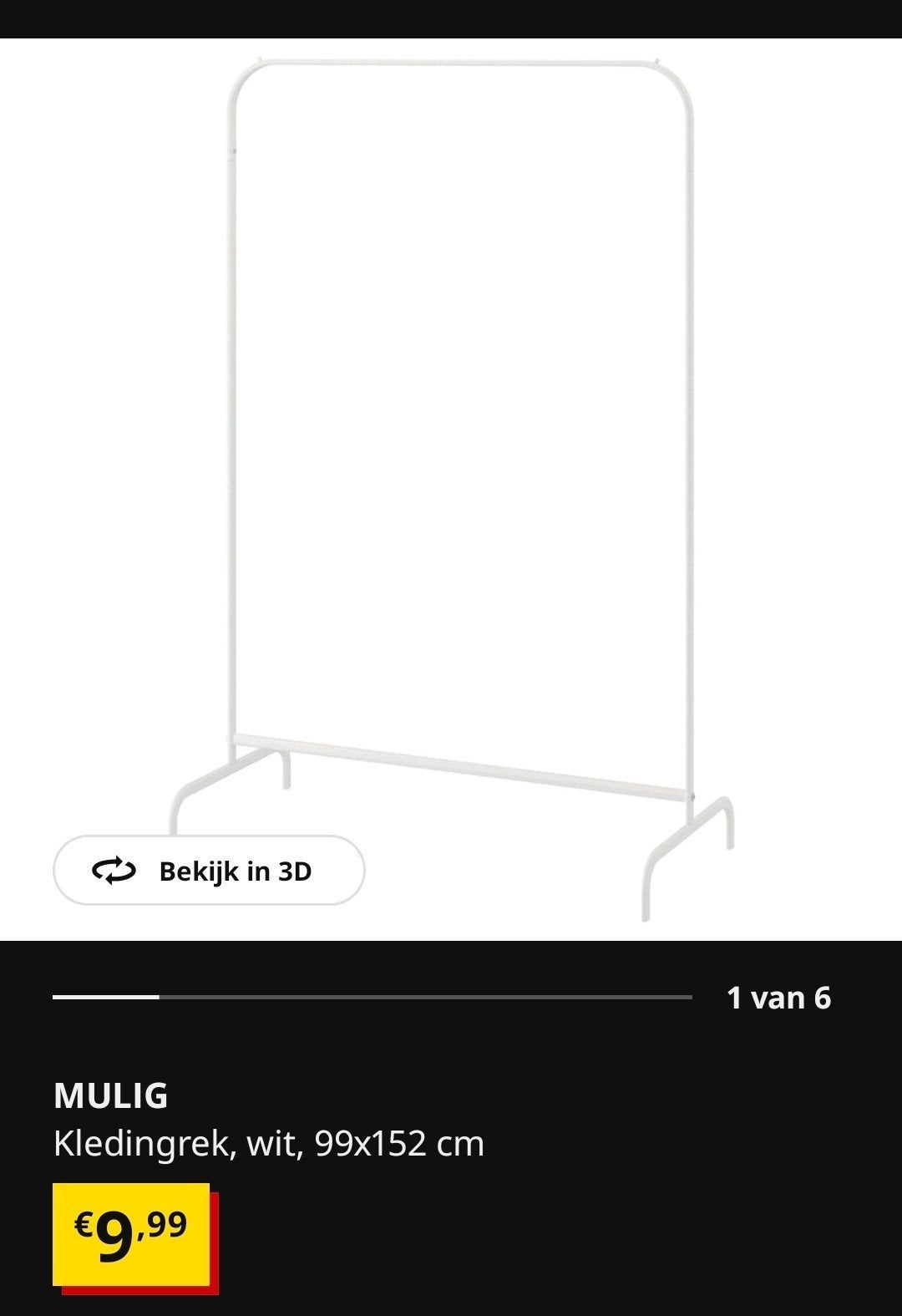 5x IKEA Mulig Kledingrek - Wit, 99x152 cm Bruiloft, Kleding | Dames, Kledingrekken, Ophalen, Zo goed als nieuw