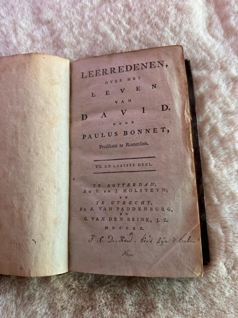Leerredenen over het leven van David door paulus bonnet 1790, Ophalen of Verzenden