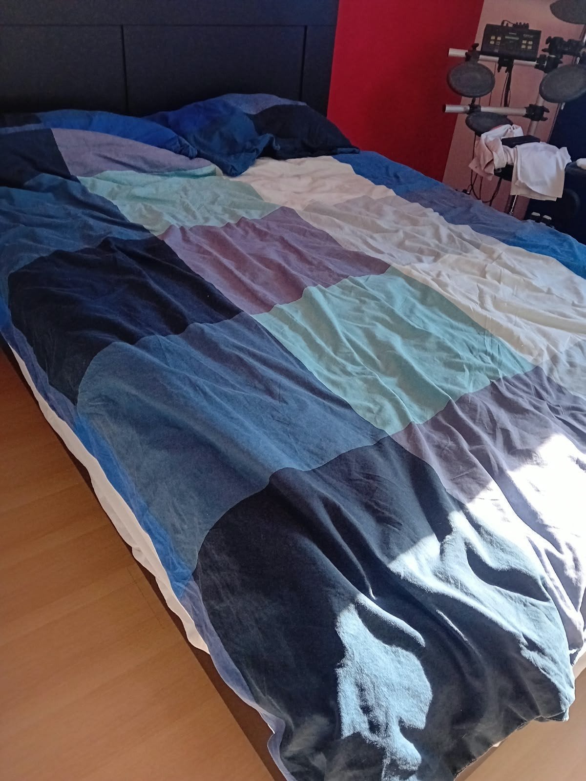 IKEA NORDLI Bedframe met opberglades, matras en hoofdboard, Ophalen, Gebruikt, Zwart, Tweepersoons
