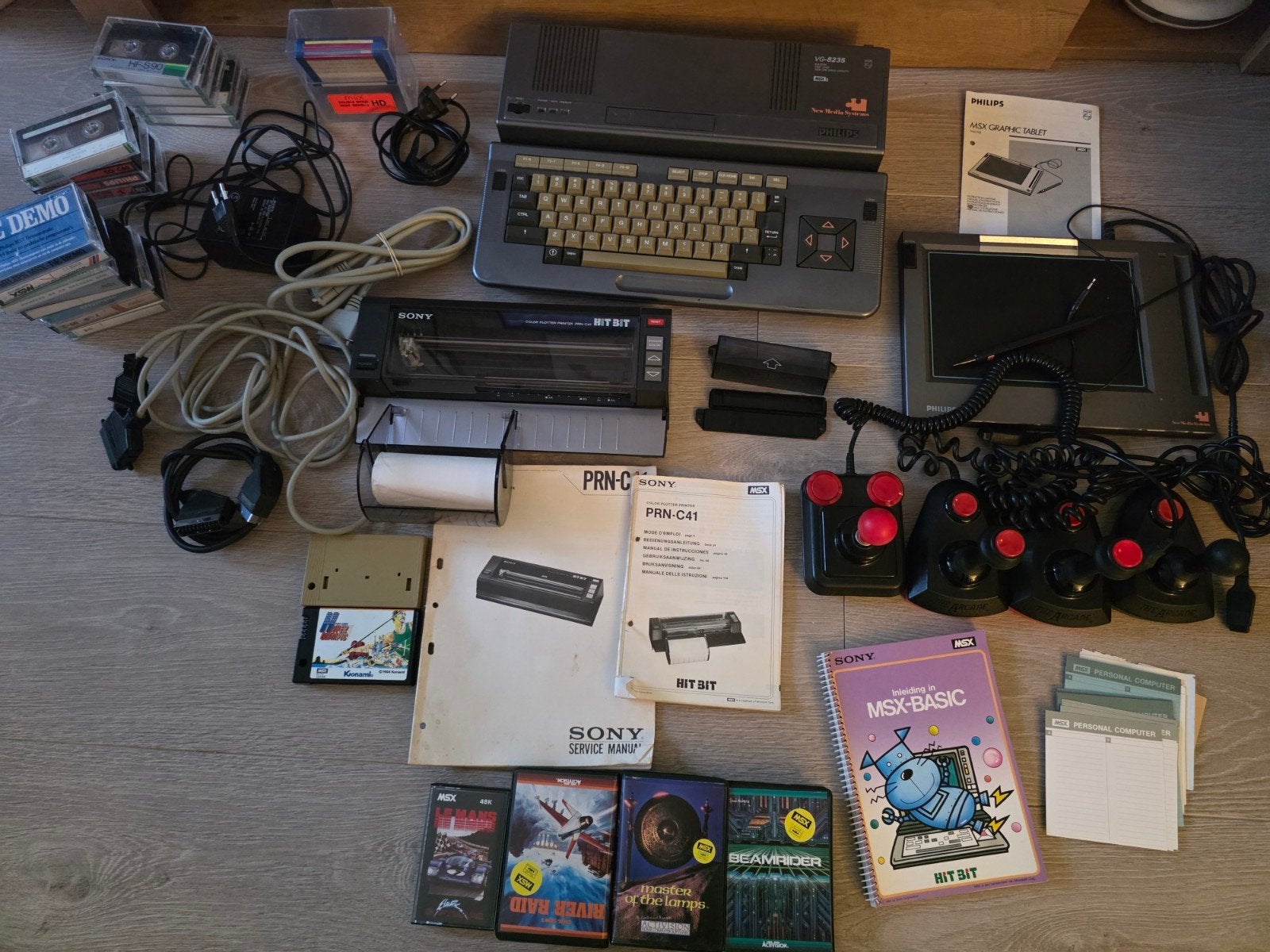 Philips MSX VG-8235 met printer, joysticks en games, Ophalen of Verzenden, Gebruikt