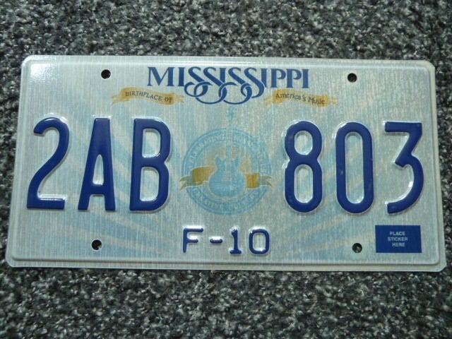 Kentekenplaat licenseplate Mississippi Lucille Guitar F10 US, Verzenden, Gebruikt, Auto's