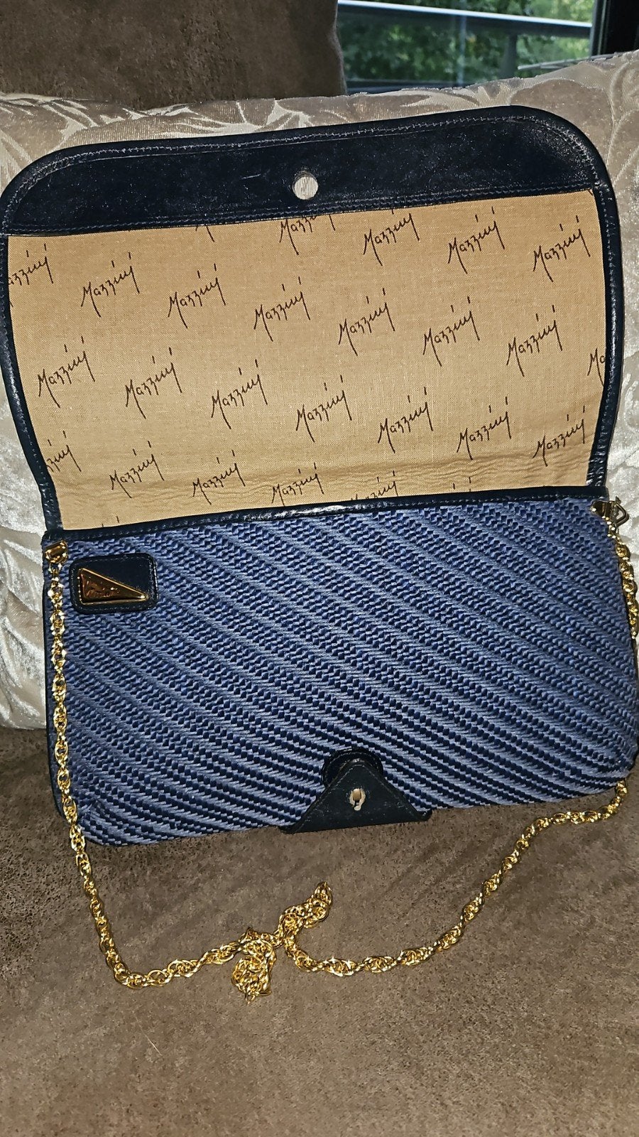 Vintage Mazzini Italiaanse Clutch Schoudertas Gevlochten bot, Ophalen, Zo goed als nieuw, Avondtasje