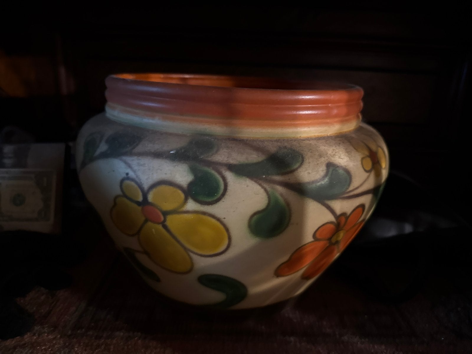 Decoratieve bloempot met handgeschilderde bloemen, Ophalen of Verzenden
