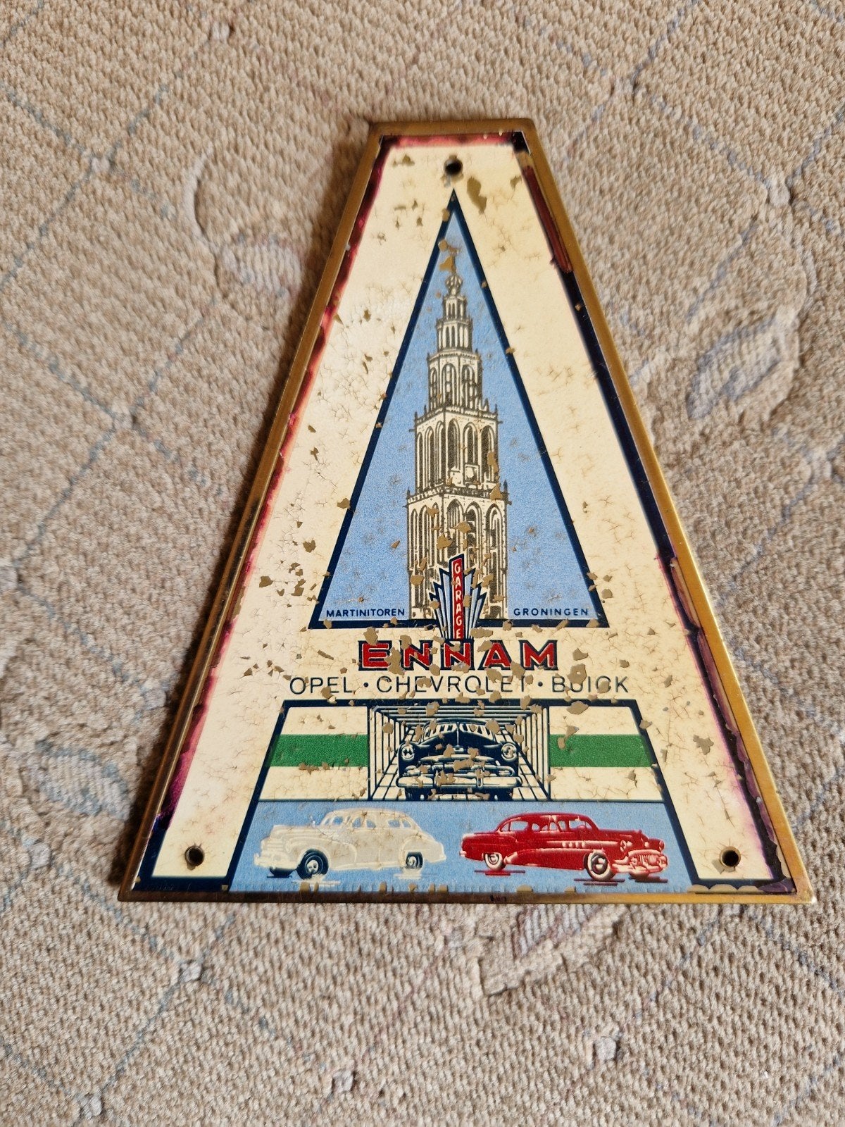 Vintage Embleem Garage Ennam Groningen Opel Chevrolet Buick, Verzamelen, Ophalen of Verzenden, Gebruikt, Auto's