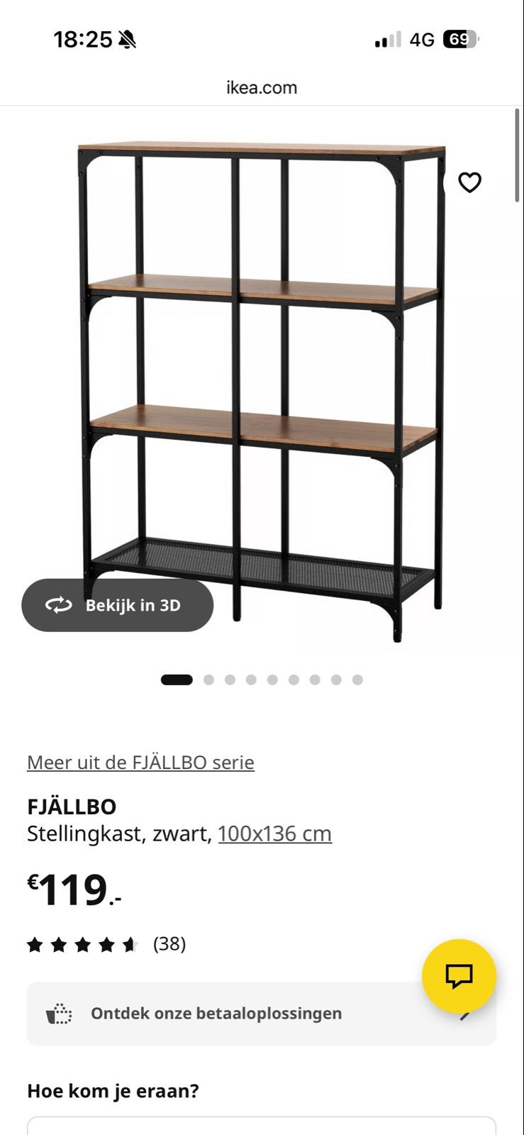IKEA FJÄLLBO Stellingkast, zwart, 100x136 cm, Huis en Inrichting, Kasten | Stellingkasten, Ophalen, Zo goed als nieuw