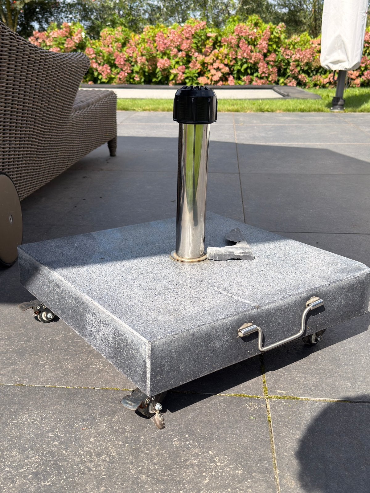 Parasolvoet steen 50 x 50, Tuin en Terras, Ophalen, Gebruikt, Parasolvoet