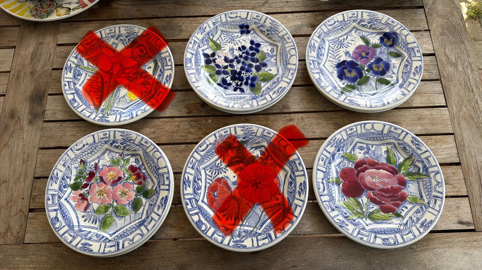 Gien OISEAU BLEU FLEURI Ontbijtborden