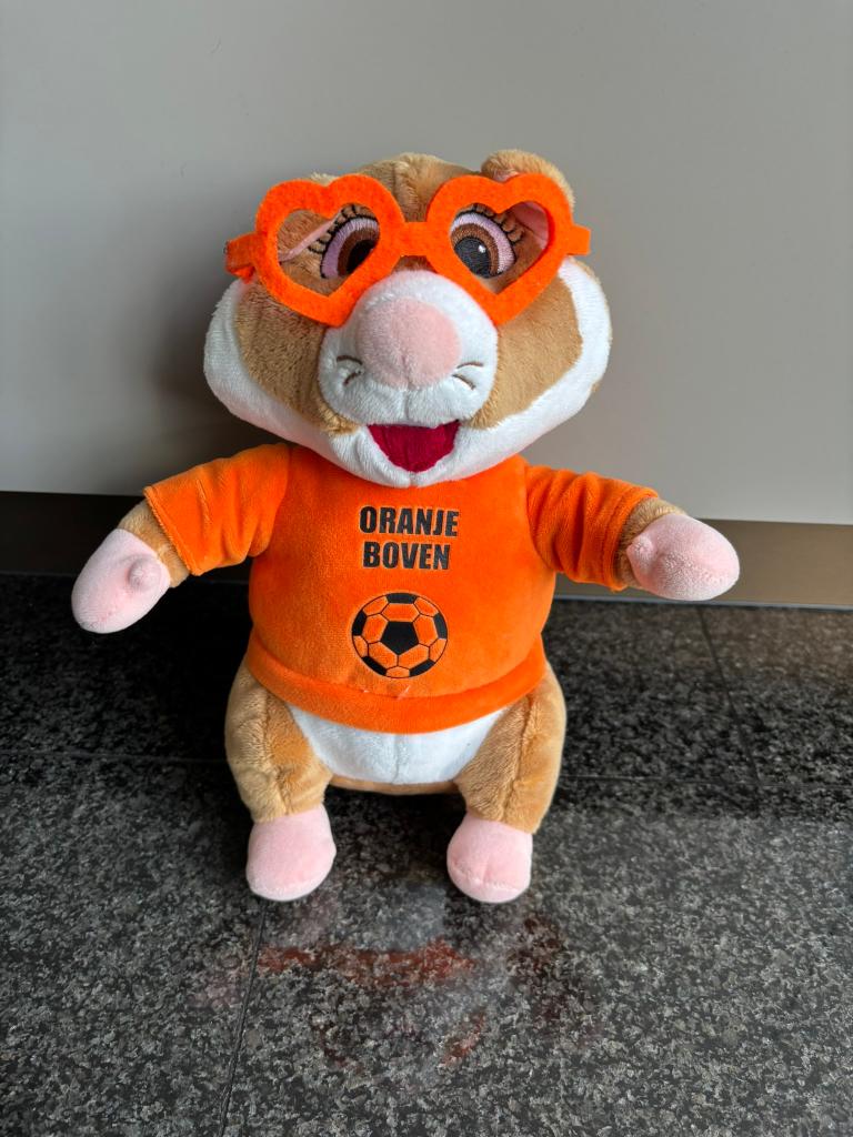AH Oranje Boven Hamster Knuffel Bril voetbal Albert Heijn!, Overige typen, Ophalen of Verzenden, Zo goed als nieuw, Wasbaar
