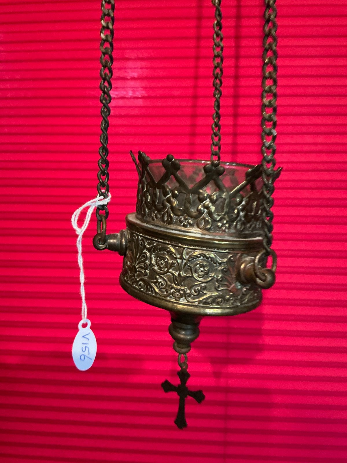 Antieke Franse godslamp kerk ❤️ rijkelijk bewerkt, Ophalen of Verzenden