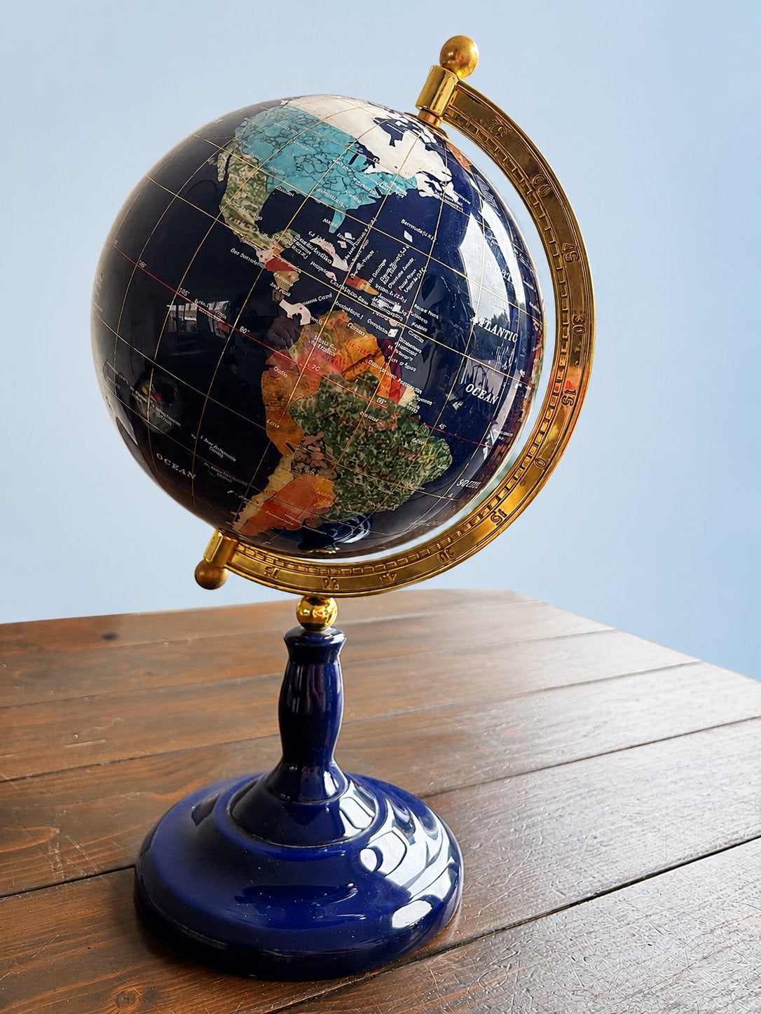 Grote Lapis Lazuli Globe met edelstenen groot 40cm wereldbol, Ophalen, Draaibaar, Overige typen, Zo goed als nieuw