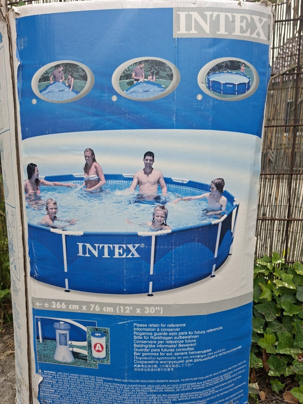 Intex Opzetzwembad 366x76 cm met trap, Ophalen, Gebruikt, Minder dan 80 cm, Rond