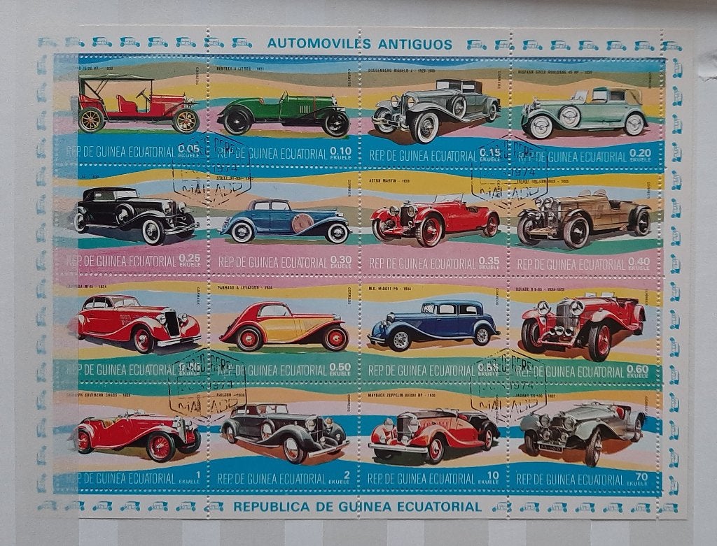 1 Postzegelvel Antieke Oldtimer Auto Classic Cars Gestempeld, Ophalen, Gestempeld, Auto's