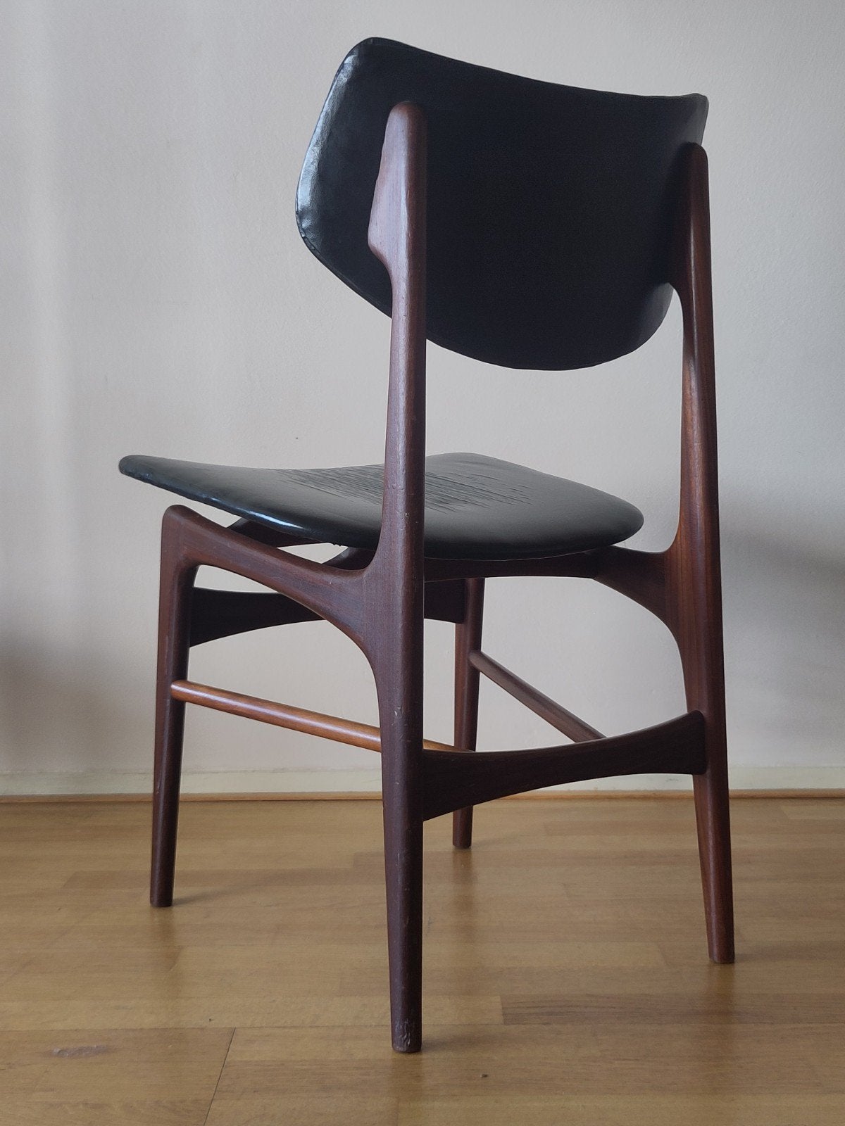 2x vintage teak houten Webe stoel Hamar Louis van Teeffelen, Leer, Gebruikt, Twee, Mid century modern Dutch design scandi Scandinavisch