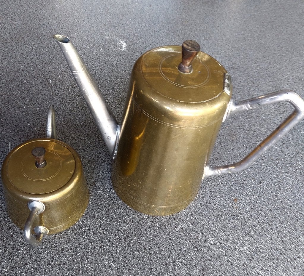 kan kannetje potje Theepot koffiepot suikerpot C&V messing, Ophalen of Verzenden