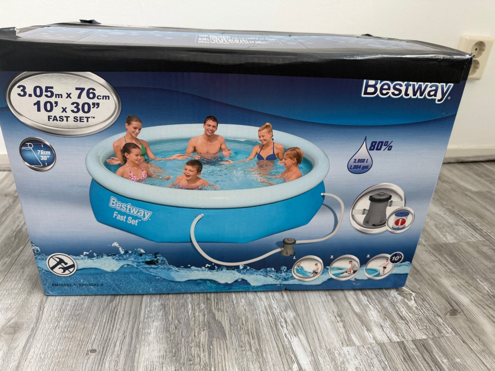 Bestway Fast Set Opzetzwembad 3.05m x 76cm, Tuin en Terras, Ophalen, Minder dan 80 cm, Rond, Opzetzwembad